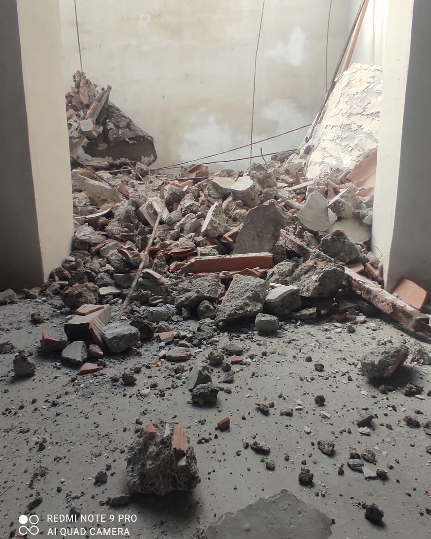 Rubble from the old partition walls we carefully took down